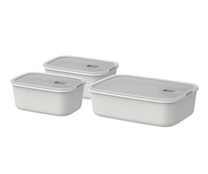 Mepal - Set Food container EasyClip - 3 pcs set - Container with lid & sliding closure - Suitable for microwave, steam oven, refrigerator, and freezer - Airtight - 2x 700 + 1500 ml - Nordic white