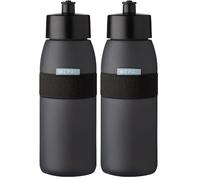 Mepal - Sports Bottle Ellipse - Practical Water Bottle For Sports & Leisure - Sports Drink Bottle With Soft Spout - Dishwasher Safe & BPA-free - 500 ml - Nordic black (Pack of 2)