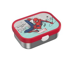 Mepal - Stainless Steel Bento Lunch Box Campus - Bento Box Children - Lunch Box for Children with Compartments & Fork - Meal Prep Box with Clip Closure - Dishwasher Safe - 750 ml - Spiderman
