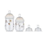 Mepal - Starterset Baby Bottles Mio - 3-Piece - Anti-Colic Baby Bottles - Spiral Design Prevents Blocked Teat - Medical Grade Silicone - 165 + 240 ml - Sunshine & Rainbow