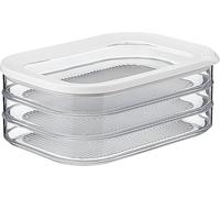 Mepal Meat Fridge Storage Containers 3 Layers - Container with Lid for Meat - Fridge Storage Box - Suitable for Storing Bacon & Meat Products - 3 Separate Fridge Storage Boxes - 3 x 550 ml - White