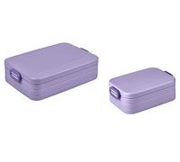 Mepal Take a Break Set of 2 Portable Lunch Boxes for 2 to 4 Sandwiches or 4 to 8 Slices of Bread, Ideal for Meal Prep, Food Container with Dividers Bright Purple