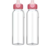 Mepal - Water Bottle Pop-Up Campus - Leak Proof Water Bottle for School & On The Go - Transparent Drinking Bottle - Dishwasher Safe & BPA-free - 500 ml - Cool pink (Pack of 2)