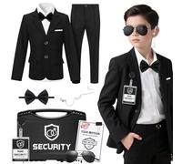Mepase 10 Pieces Jewelry Security Wedding Ring Holder Gift Includes Trousers, Jacket, Shirt, Suitcase, ID Badge Clip, Ring Box, Sunglasses, Acoustic Headphone Tube, Task Card, Clip, Tie(M)