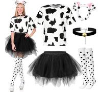 Mepase 101 Spotted Dog Costume for Women 100 Days of School Dog Spotted Top,tutu Skirt,headband Ears,collar,stockings (XXL)