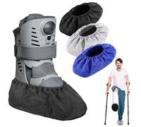 Mepase 12 Pieces Fracture Walking Boot Cover Recovery Reusable Boot Cover Waterproof Non Skid Foot Brace Cover for Walking Boot Cast Rain Cover, Black Gray Blue
