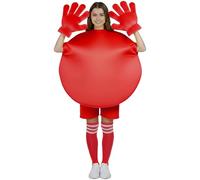 Mepase 3 Pcs Halloween Chocolate Candy Costume Set, Adult Foam Tabard & Jumbo Cartoon Hands & Stripes Knee High Socks, Red, One Size