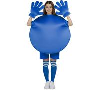Mepase 3 Pcs Halloween Chocolate Candy Costume Set, Adult Foam Tabard & Jumbo Cartoon Hands & Stripes Knee High Socks(Blue)