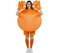 Mepase 3 Pcs Halloween Letter M Costume Set, Adult M Foam Tabard & Jumbo Cartoon Hands & Stripes Knee High Tube Socks(Orange)