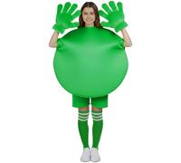 Mepase 3 Pcs Halloween Letter M Costume Set, Adult M Foam Tabard & Jumbo Cartoon Hands & Stripes Knee High Tube Socks (Green)