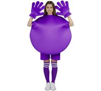 Mepase 3 Pcs Halloween Letter M Costume Set, Adult M Foam Tabard & Jumbo Cartoon Hands & Stripes Knee High Tube Socks(Purple)