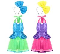 Mepase 4 Pcs Halloween Evil Stepsisters Costume Ugly Stepsisters BFF Costume Accessories Set Dress Apron with Bow Headbands for Women Girls Villain Princess Cosplay