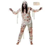 Mepase 4 Pcs Halloween Mummy Costume Zombie Costume for Men Women, Include Top Pants Sleeves Bandage Mummy Wrap Cosplay(White,XXL)