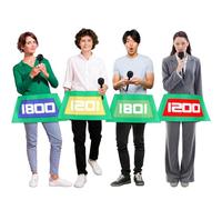 Mepase 4 Sets Halloween Classic Price Game Show Contestant Costume Group Adult Showcase Your Price Board with Microphone 70s Studio Outfit for Halloween Costume Game Show Decorations, One Size