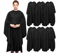 Mepase 6 Pcs Professional Hair Cutting Cape Barber Cape 64 x 56 with Armholes Black and Adjustable Snap Closure Nylon Chemical Waterproof Salon Cloth for Hairstylist Dye Color Haircut Client Men Women