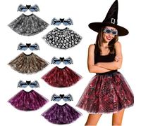 Mepase 6 Set Halloween Ladybug Costume for Women Ladybug Tutu Skirt and Sunglasses Red Polka Dot Skirt Costume Accessories, Multicolor, length of about 15.7 inches/40 cm