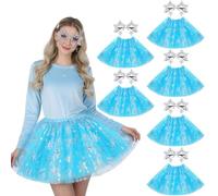 Mepase 6 Set Halloween Ladybug Costume for Women Ladybug Tutu Skirt and Sunglasses Red Polka Dot Skirt Costume Accessories, Silver Blue, approximately 5.5 inches/14 cm