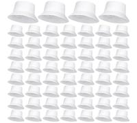 Mepase 60 Pieces Bucket Hat, Cotton Summer Beach Cap for Women Men Summer Solid Color Style Vacation Beach Getaway Fisherman's Hat Outdoor and Travel, White, One Size