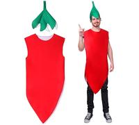 Mepase Chili Pepper Costume for Adults Funny Halloween Ginger Costume Fancy Dress Funny Outfit for Halloween Jalapeno Cosplay Dress up One Size