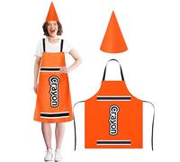 Mepase Crayon Costume Apron and Funny Gnome Cone Has for School Costume Colorful Crayon Outfit for Teacher Fancy Dress(Orange)