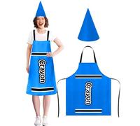 Mepase Crayon Costume Apron and Funny Gnome Cone Hats for School Costume Colorful Crayon Outfit for Teacher(Sky Blue)