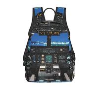 MEPED Airplane Cockpit Print Teens Durable Lightweight Travel School Backpack For Girls Boys Student Bookbag