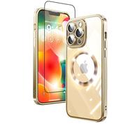 Mephoro 2 in 1 for iPhone 11 Pro Case Crystal Clear, Not Yellowing, Compatible with Magsafe, with 1X Screen Protector + Camera Lens Protector, Shockproof Protective iPhone 11pro Case, Gold
