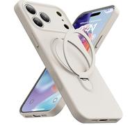 Mephoro Magnetic Stand for iPhone 17 Pro Case, Liquid Silicone, [Compatible with MagSafe][Built-in Kickstand&Ring Holder] Anti-Scratch Soft Microfiber Lining, Stone