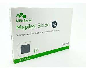 Mepilex Border Ag 10x12.5cm (5 pieces) - Antimicrobial Silver Bandage with Safetac Technology - For Infected Wounds or Wounds with Infection Risk