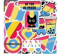 MEPLUM Panxual Pride Stickers, 60 PCS Panxual Stickers Bulk for PAN Pride Stuff Accessories Celebration Parades Home Decor Party Supplies Festivals