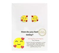 MEPLUS FASHION Smiley Face Earrings for Women Cute Round Gold Dipped Emoji Stud Earrings for Women Girls, Brass, No Gemstone