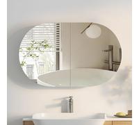 Mepplzian 96x60 Bathroom Mirror Cabinets,Horizontal Oval Mirrored Cabinet Wall Mounted with 5 Storage，Surface Mount Wall Cabinets with 2 Butterfly Door,Bathroom Cabinet with Mirrors