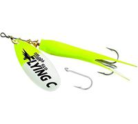 Mepps Flying C Single/Treble Hook Fishing Lure, 5/8-Oz, Hot Chartreuse Sleeve/Glo Blade