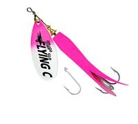 Mepps Flying C Single/Treble Hook Fishing Lure, 7/8-Oz, Hot Pink Sleeve/Glow Blade