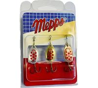 MEPPS - Set of 3 Spoons AGLIA N°2 - Ideal for Trout and Other Predators - Red Dots Pattern - 1x Silver 1x Gold 1x Copper - 4.5g (N°1)
