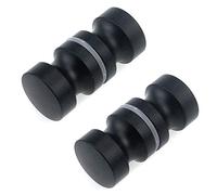 Meprotal 2 Packs Aluminum Alloy Solid Shower Glass Knob Single Hole Glass Door Handle for Bathroom, Cupboard, Glass Door (Matte Black)