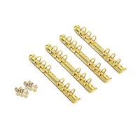 Meprotal 4pcs A6 Notebook Binders Metal 6-Ring Binder Mechanism Replacement Kit with Screws & Nuts for DIY Loose Leaf Book, DIY Photo Album, Paper Storage Folder (Golden)