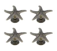 Meprotal 4pcs Starfish Drawer Knobs Beach Ocean Theme Zinc Alloy Starfish Knobs Handles for Cabinet Cupboard Dresser Closets Knobs Home Furniture (Vintage Gold)