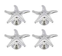 Meprotal 4pcs Starfish Drawer Knobs Beach Ocean Theme Zinc Alloy Starfish Knobs Handles for Cabinet Cupboard Dresser Closets Knobs Home Furniture (Sliver)