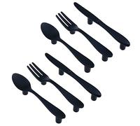 Meprotal 6pcs Zinc Alloy Creative Cabinet Knobs Spoon Knives Forks Drawer Pulls Handle for Cupboards Drawers Cabinets, 3-Inch Hole Center (Black)