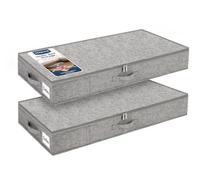 mepure 10cm High Under Bed Storage Low Profile, 85×40×10cm, 2-Pack | Sturdy Sidewalls & Bottom, Foldable Fabric Design, Dust-Resistant Storage for Clothes, Bedding & Seasonal Items
