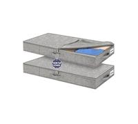 mepure Under Bed Storage, 12cm High Low Profile, 80×40×12cm, 2-Pack, grey | Sturdy Lids & Foldable Design, Durable Fabric Storage for Clothes, Blankets & Seasonal Items, Fits Beds, Sofas & Dorm Rooms