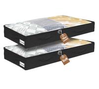 mepure Underbed Storage Bags, 10cm Shallow Under Bed Storage Box with Zip, Foldable Organiser with Clear Window & Reinforced Handle, Shoe Storage for Clothes, Blankets, Bedding, 2 Pack