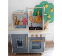 MEQATS Wooden Play Kitchen for Children - Toy Kitchen Set with Ice Maker, Pla...