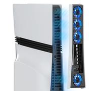 MEQI PS5 Pro Cooling Fan Enhanced Edition, PS5 Pro Accessories Upgraded 4 Quiet Cooler Fan with Adjustable Speed and Auto On/Off, Efficient Cooling Station with LED Light & USB Hubs for Playstation 5