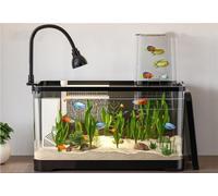 MeQibin 4 Gallon Fish Tank, Small Tabletop Fish Tank, Aquarium with Negative Pressure Tank, Fish Aquarium with Spotlight and Water Pump, Betta Fish Tank Starter Set(Black,15.3x8.5x13.4in)