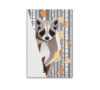 MEQKTQIMA Animal Graphic Style Autumn Raccoon Artwork Decorative Painting Canvas Wall Posters And Modern Family Bedroom Decor 08x12inch(20x30cm)