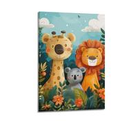 MEQKTQIMA Animal Hand Drawn Style Cute Beasts Artwork Decorative Painting Canvas Wall Posters And Modern Family Bedroom Decor 12x18inch(30x45cm)