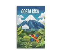 MEQKTQIMA Animal Landscape Cartoon Costa Rica Parrot Volcano Decorative Painting Canvas Wall Posters And Modern Family Bedroom Decor 08x12inch(20x30cm)