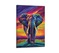 MEQKTQIMA Animal Pop Art Style Colorful Elephant Artwork Decorative Painting Canvas Wall Posters And Modern Family Bedroom Decor 12x18inch(30x45cm)